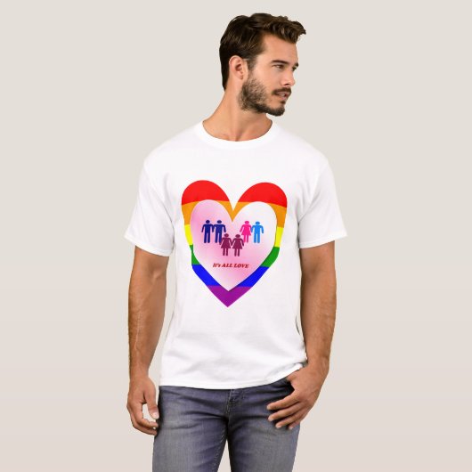 Koppelingen in het hart van de All Love Pride T-shirt (Voorkant volledig)