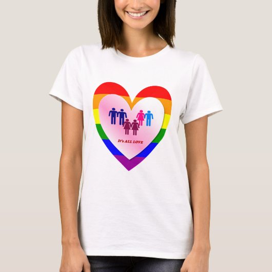 Koppelingen in het hart van de All Love Pride T-shirt (Voorkant)