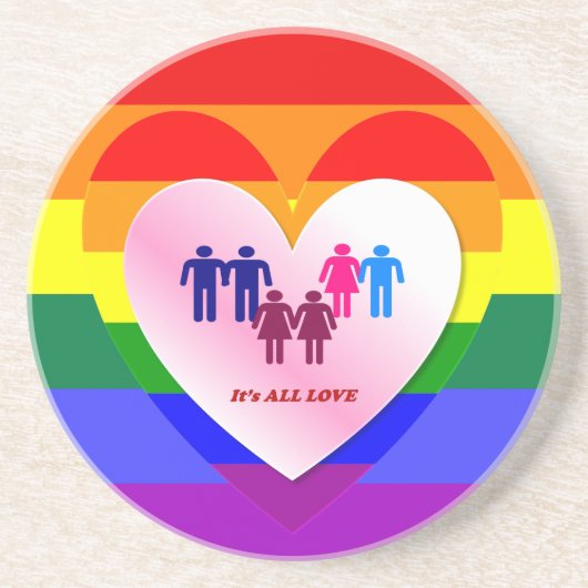 Koppelingen in het hart van de All Love Pride Zandsteen Onderzetter (Voorkant)