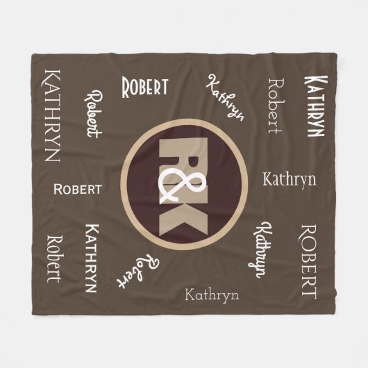 Koppelingen Initialen gesmokkeld samengevoegd met  Fleece Deken (Voorkant (Horizontaal))