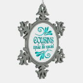 Koppelingen maken het leven speciaal tin sneeuwvlok ornament (Links)