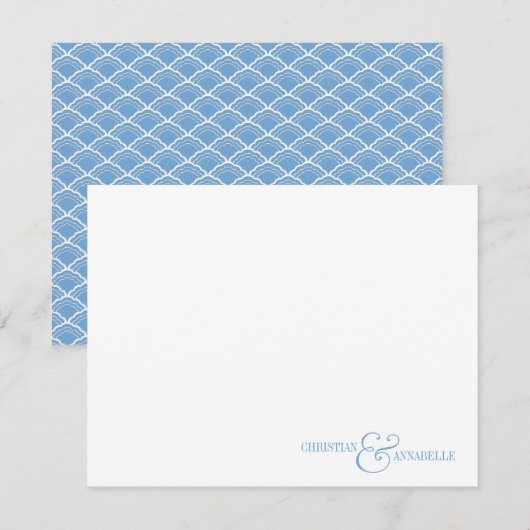 Koppelingen met speciale postuur Blauwe Scallop Notitiekaartje (Voorkant / Achterkant)