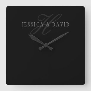 Koppelingen Namen en Naam monogram Vierkante Klok