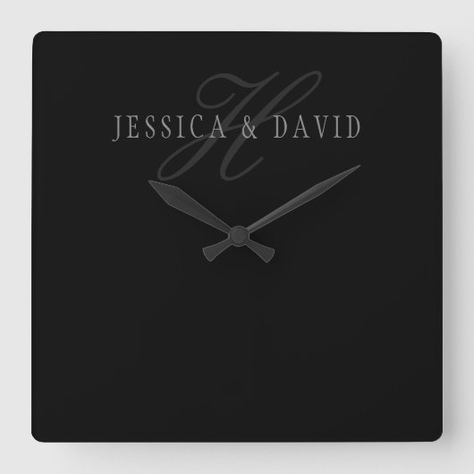 Koppelingen Namen en Naam monogram Vierkante Klok (Voorkant)
