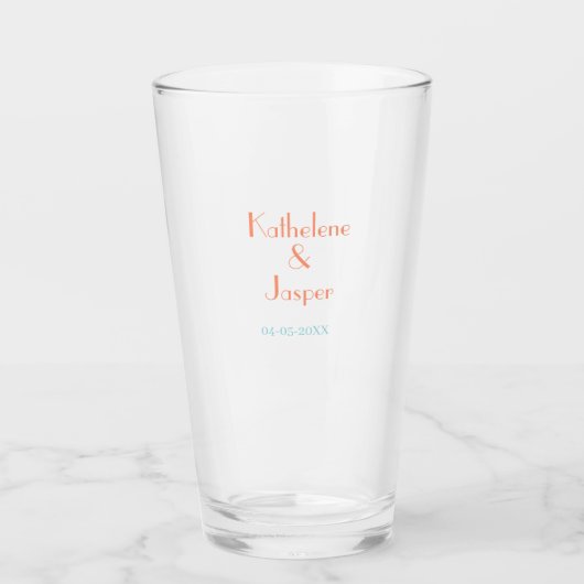 KOPPELNAAM PERZIK GROENE DATUM TROUWEN ROMANTISCH GLAS (Voorkant)