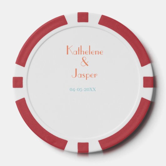 KOPPELNAAM PERZIK GROENE DATUM TROUWEN ROMANTISCH  POKER CHIPS (Voorkant)