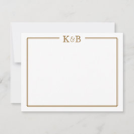 Koppelnamen Initiaal Bruine Briefpapier Notitiekaartje