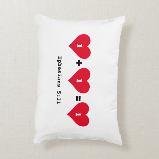 Koppels 1 PLUS 1 IS 1 Christelijk Accent Kussen (Achterkant (Verticaal))