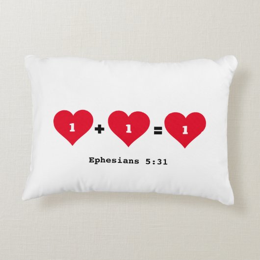 Koppels 1 PLUS 1 IS 1 Christelijk Accent Kussen (Achterkant)