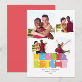 Koppels 4 fotocollage Vrolijk en helder Kerstmis Feestdagenkaart (Voorkant / Achterkant)