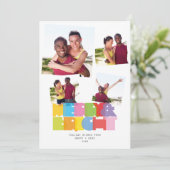 Koppels 4 fotocollage Vrolijk en helder Kerstmis Feestdagenkaart (Staand voorkant)