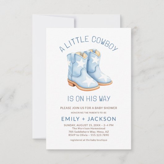 Koppels Alles in Een Kleine Cowboy Baby shower Kaart (Voorkant)