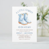 Koppels Alles in Een Kleine Cowboy Baby shower Kaart (Staand voorkant)