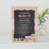 Koppels Baby Q, meisje BBQ baby shower Kaart (Staand voorkant)