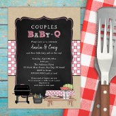 Koppels Baby Q, meisje BBQ baby shower Kaart