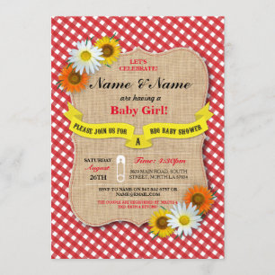 Koppels Baby shower BBQ BaByQ Boy of Girl Invite Kaart