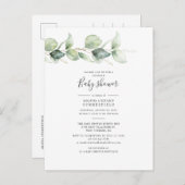 Koppels Baby shower Eucalyptus Greenery Leaves Uitnodiging Briefkaart (Voorkant / Achterkant)