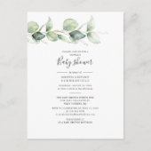 Koppels Baby shower Eucalyptus Greenery Leaves Uitnodiging Briefkaart (Voorkant)