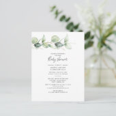 Koppels Baby shower Eucalyptus Greenery Leaves Uitnodiging Briefkaart (Staand voorkant)