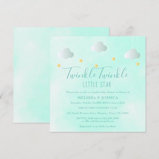 Koppels Baby shower Twinkle Twinkle Geslacht Neutr Kaart (Voorkant / Achterkant)