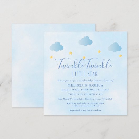 Koppels Baby shower Twinkle Twinkle Little Star Kaart (Voorkant / Achterkant)
