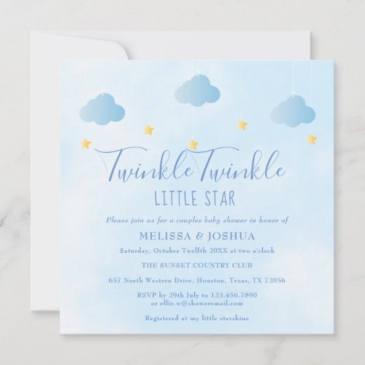 Koppels Baby shower Twinkle Twinkle Little Star Kaart (Voorkant)