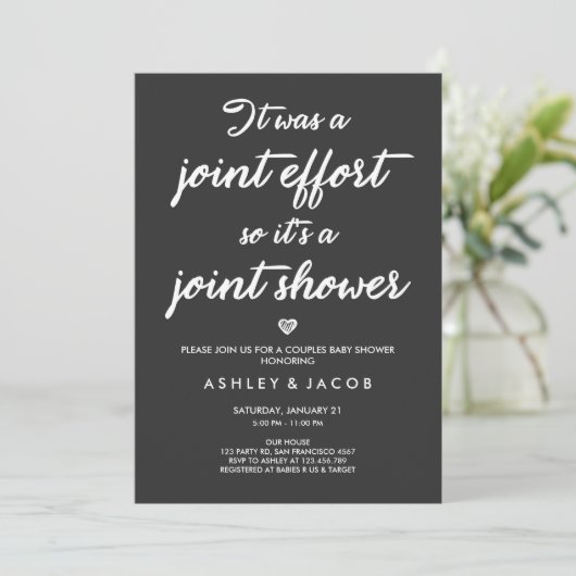 Koppels Baby shower uitnodiging Coed Shower Joint (Staand voorkant)