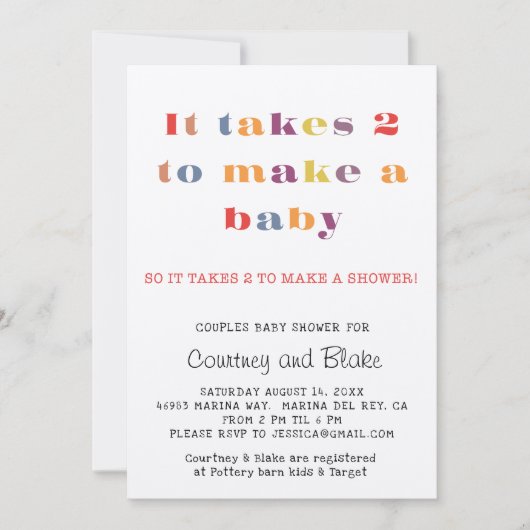 Koppels Baby shower Uitnodiging Ecru (Voorkant)