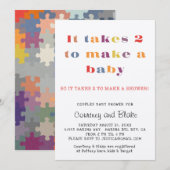 Koppels Baby shower Uitnodiging Ecru (Voorkant / Achterkant)