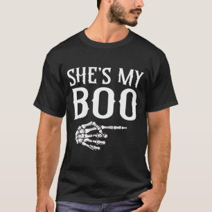 Koppels boo skelet bijpassend koppel halloween t-shirt