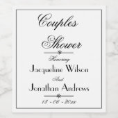 Koppels Bruiloft Douche Namen Script Eenvoudig Ele Wijn Etiket (Enkel label)