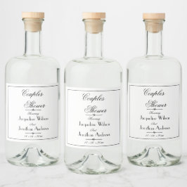 Koppels Bruiloft Eenvoudig Elegante Namen Schrift Likeurfles Etiket