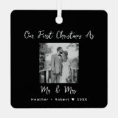 Koppels Bruiloft Gift Onze Eerste Kerstmis Getrouw Metalen Ornament (Achterkant)