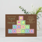 Koppels Coed Baby shower Uitnodiging Baby Blocks (Staand voorkant)
