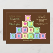 Koppels Coed Baby shower Uitnodiging Baby Blocks (Voorkant / Achterkant)