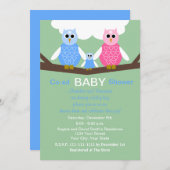 Koppels Coed Boy Baby shower Uitnodiging Uilen (Voorkant / Achterkant)