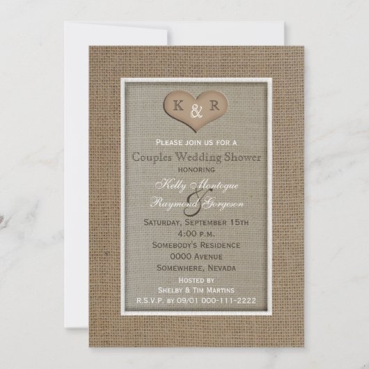 Koppels Coed Bruiloft Douche uitnodiging — Burlap (Voorkant)
