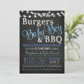 Koppels Coed Burger Baby Boy BBQ Douche Uitnodigin Kaart (Staand voorkant)