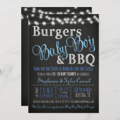 Koppels Coed Burger Baby Boy BBQ Douche Uitnodigin Kaart (Voorkant / Achterkant)