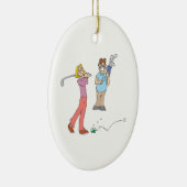 koppels die samen Golf blijven Keramisch Ornament (Rechts)