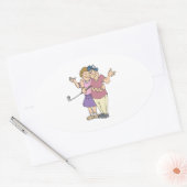 koppels die samen Golf blijven Ovale Sticker (Envelop)