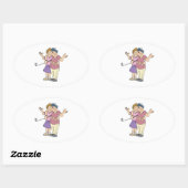 koppels die samen Golf blijven Ovale Sticker (Vel)