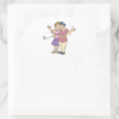 koppels die samen Golf blijven Ovale Sticker (Tas)