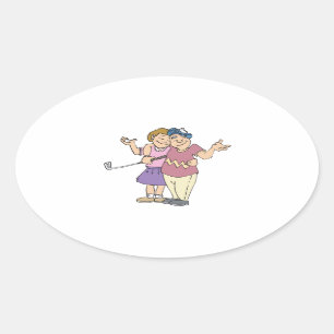 koppels die samen Golf blijven Ovale Sticker
