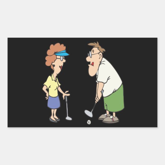 koppels die samen Golf blijven Rechthoekige Sticker (Voorkant)