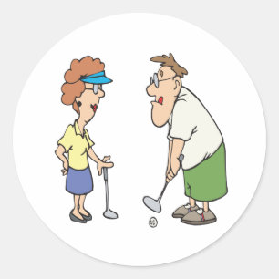 koppels die samen Golf blijven Ronde Sticker