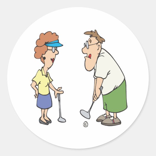 koppels die samen Golf blijven Ronde Sticker (Voorkant)