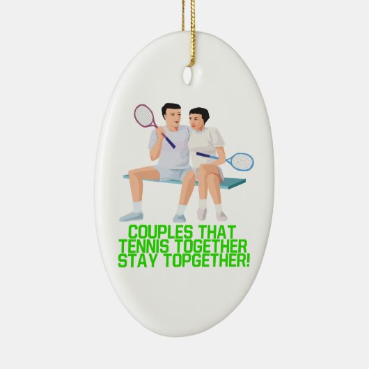 koppels die samen Tennis Keramisch Ornament (Rechts)
