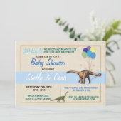 Koppels Dinosaur Baby shower Is Een Jongensblauw U Kaart (Staand voorkant)