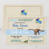 Koppels Dinosaur Baby shower Is Een Jongensblauw U Kaart (Voorkant / Achterkant)